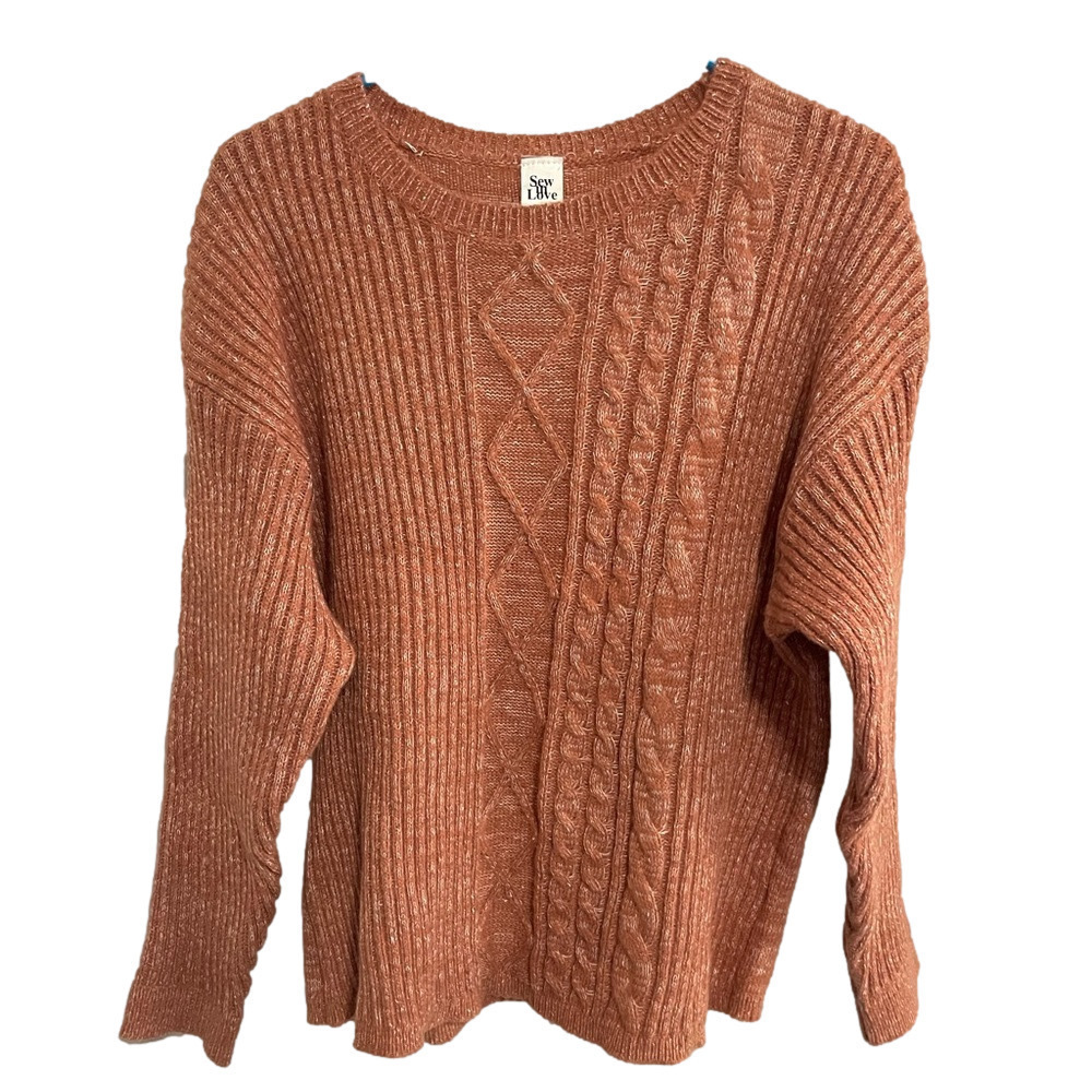 Sew In Love Chunky Crew Neck Sweater Womens Small Textured Fisherman Cable Knit